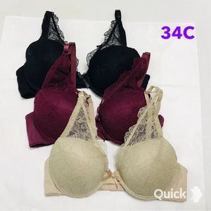 34C - NWT 3 pcs Lace Seamless Cup Women’s Bras